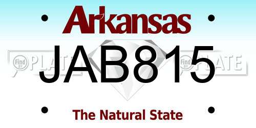 JAB815 Arkansas License Plate