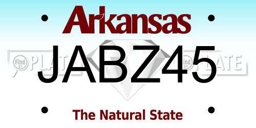 JABZ45 Arkansas License Plate