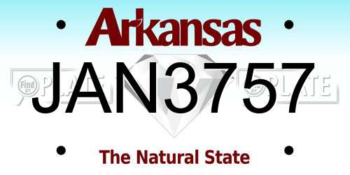 JAN3757 Arkansas License Plate