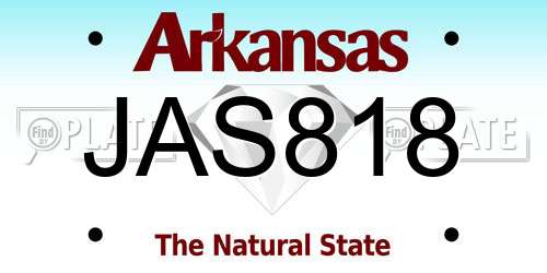 JAS818 Arkansas License Plate
