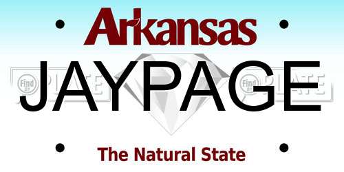 JAYPAGE Arkansas License Plate