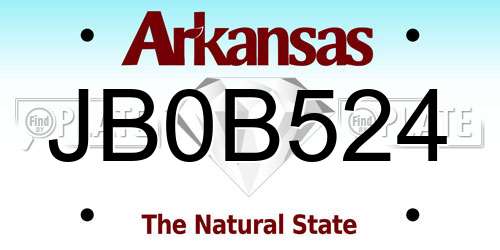 JB0B524 Arkansas License Plate
