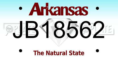JB18562 Arkansas License Plate
