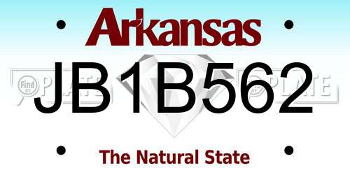 JB1B562 Arkansas License Plate