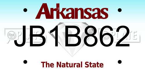 JB1B862 Arkansas License Plate