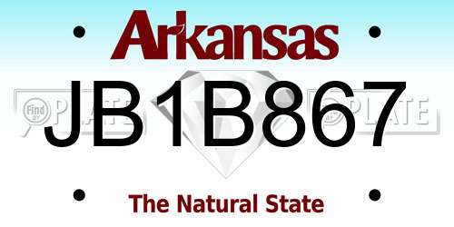JB1B867 Arkansas License Plate