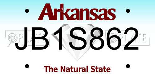 JB1S862 Arkansas License Plate