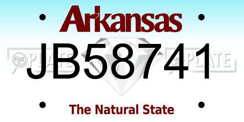 JB58741 Arkansas License Plate