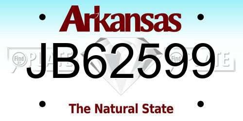 JB62599 Arkansas License Plate