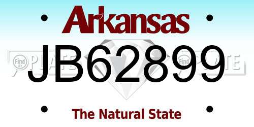 JB62899 Arkansas License Plate