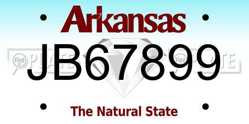 JB67899 Arkansas License Plate