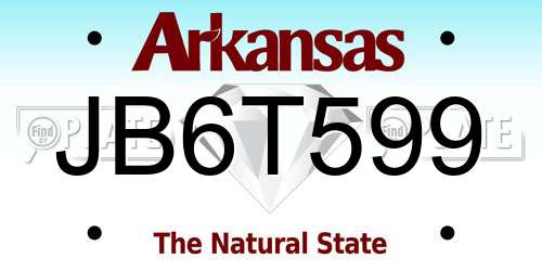 JB6T599 Arkansas License Plate