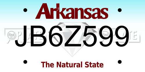 JB6Z599 Arkansas License Plate