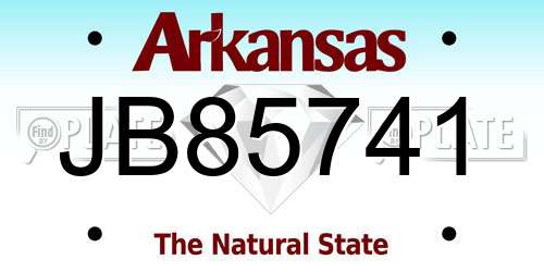 JB85741 Arkansas License Plate