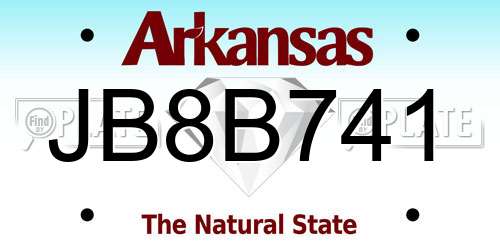 JB8B741 Arkansas License Plate
