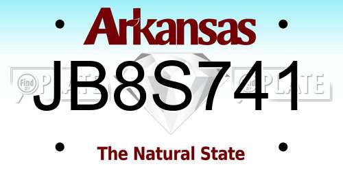 JB8S741 Arkansas License Plate