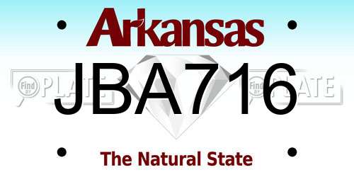 JBA716 Arkansas License Plate