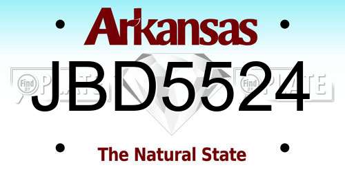 JBD5524 Arkansas License Plate