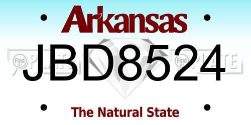 JBD8524 Arkansas License Plate