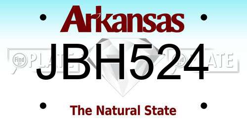 JBH524 Arkansas License Plate