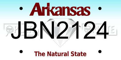 JBN2124 Arkansas License Plate
