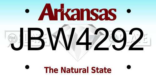 JBW4292 Arkansas License Plate