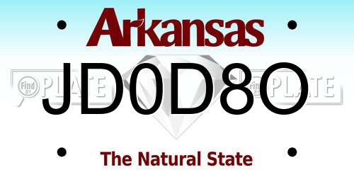 JD0D8O Arkansas License Plate