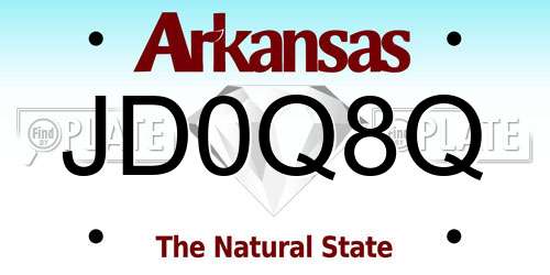 JD0Q8Q Arkansas License Plate