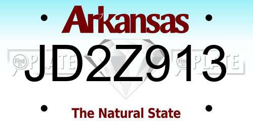 JD2Z913 Arkansas License Plate