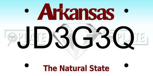 JD3G3Q Arkansas License Plate