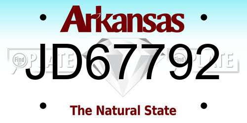 JD67792 Arkansas License Plate