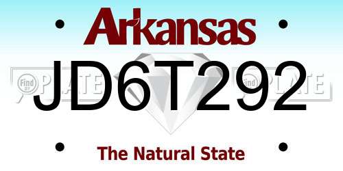 JD6T292 Arkansas License Plate