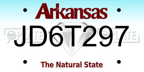 JD6T297 Arkansas License Plate