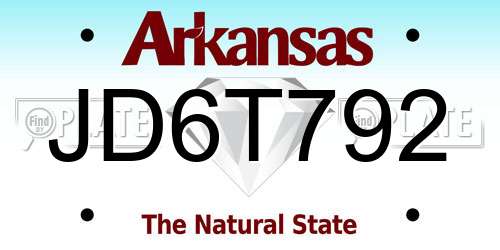 JD6T792 Arkansas License Plate