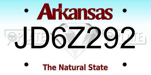 JD6Z292 Arkansas License Plate