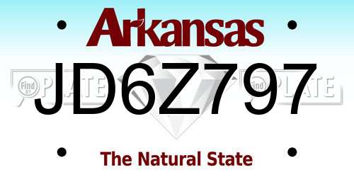 JD6Z797 Arkansas License Plate