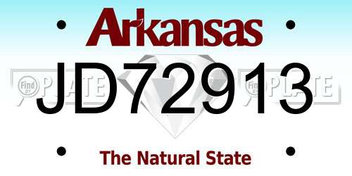 JD72913 Arkansas License Plate