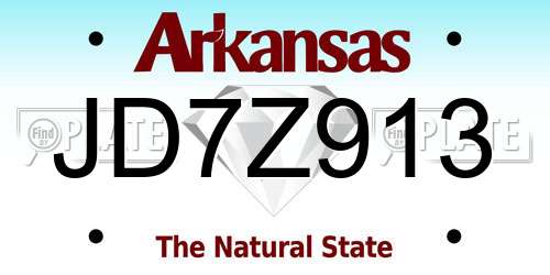 JD7Z913 Arkansas License Plate