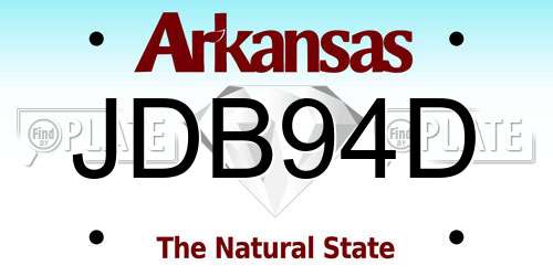 JDB94D Arkansas License Plate