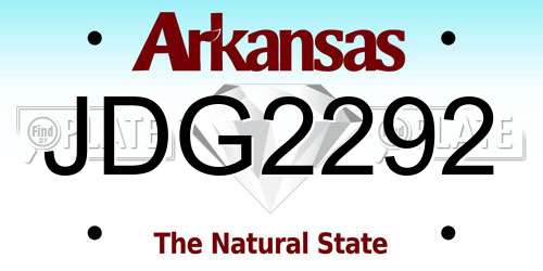 JDG2292 Arkansas License Plate