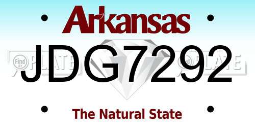 JDG7292 Arkansas License Plate