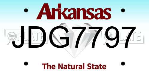JDG7797 Arkansas License Plate