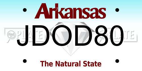 JDOD80 Arkansas License Plate