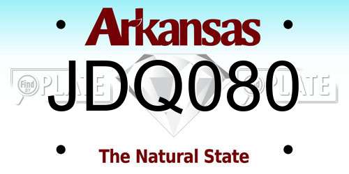 JDQ080 Arkansas License Plate