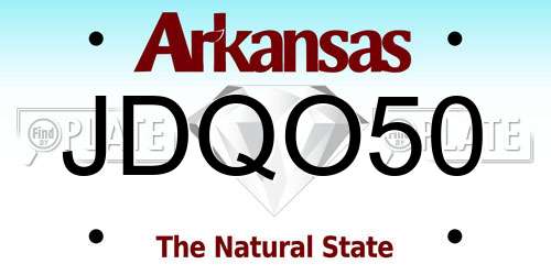 JDQO50 Arkansas License Plate