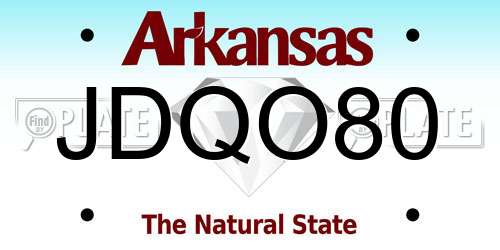 JDQO80 Arkansas License Plate