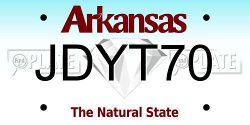 JDYT70 Arkansas License Plate
