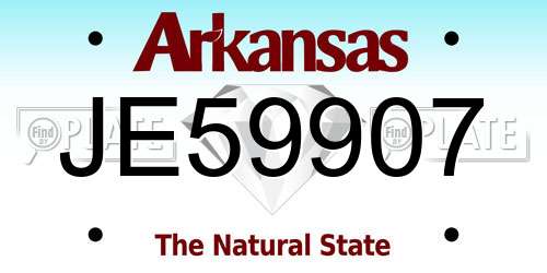 JE59907 Arkansas License Plate