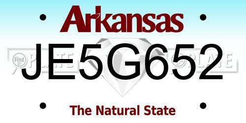 JE5G652 Arkansas License Plate
