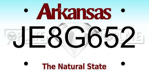 JE8G652 Arkansas License Plate